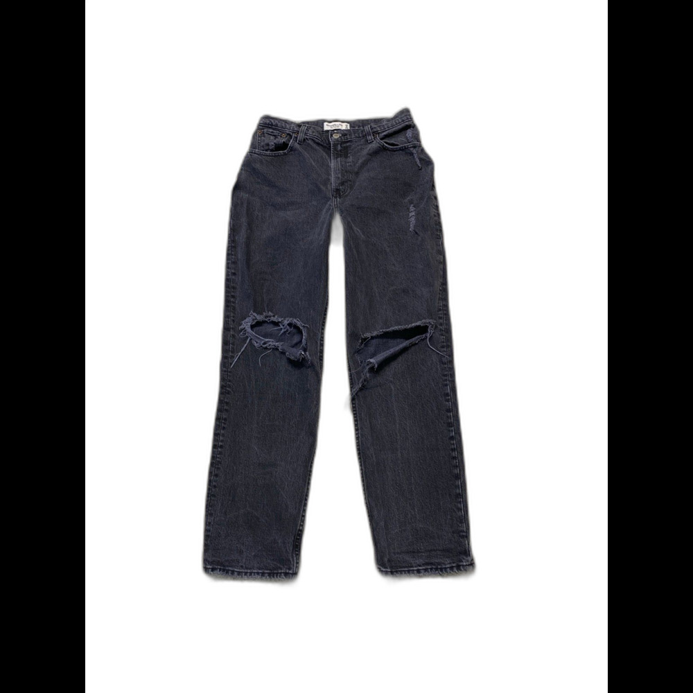 Abercrombie & Fitch 90s Straight Ultra High-Rise Curve Love Ripped Washed Black